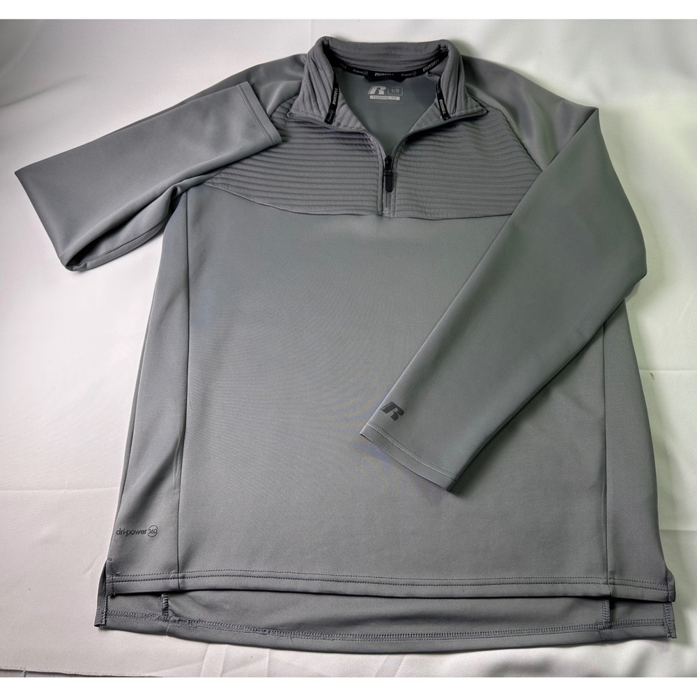 Russell Men's Dri-Power 360 Training Fit 1/4 Zip Pullover L/s Top‎ - Large Gray